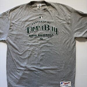 Vintage Y2K 2007 Tampa Bay Rays MLB Majestic Authentic Collection 2XL Gray Shirt